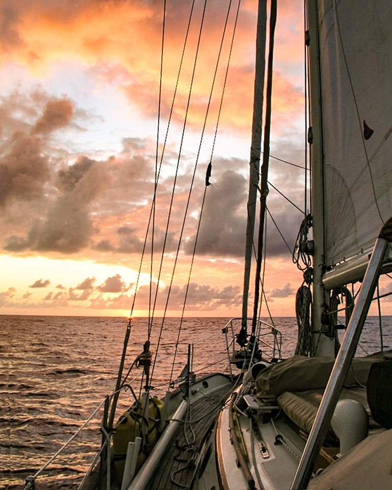 Sailing sunset seascape
