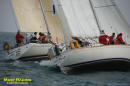 Two racing yachts at the start line
