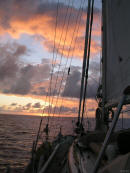 Sunset seascape from the sailing vessel during the Atlantic crossing